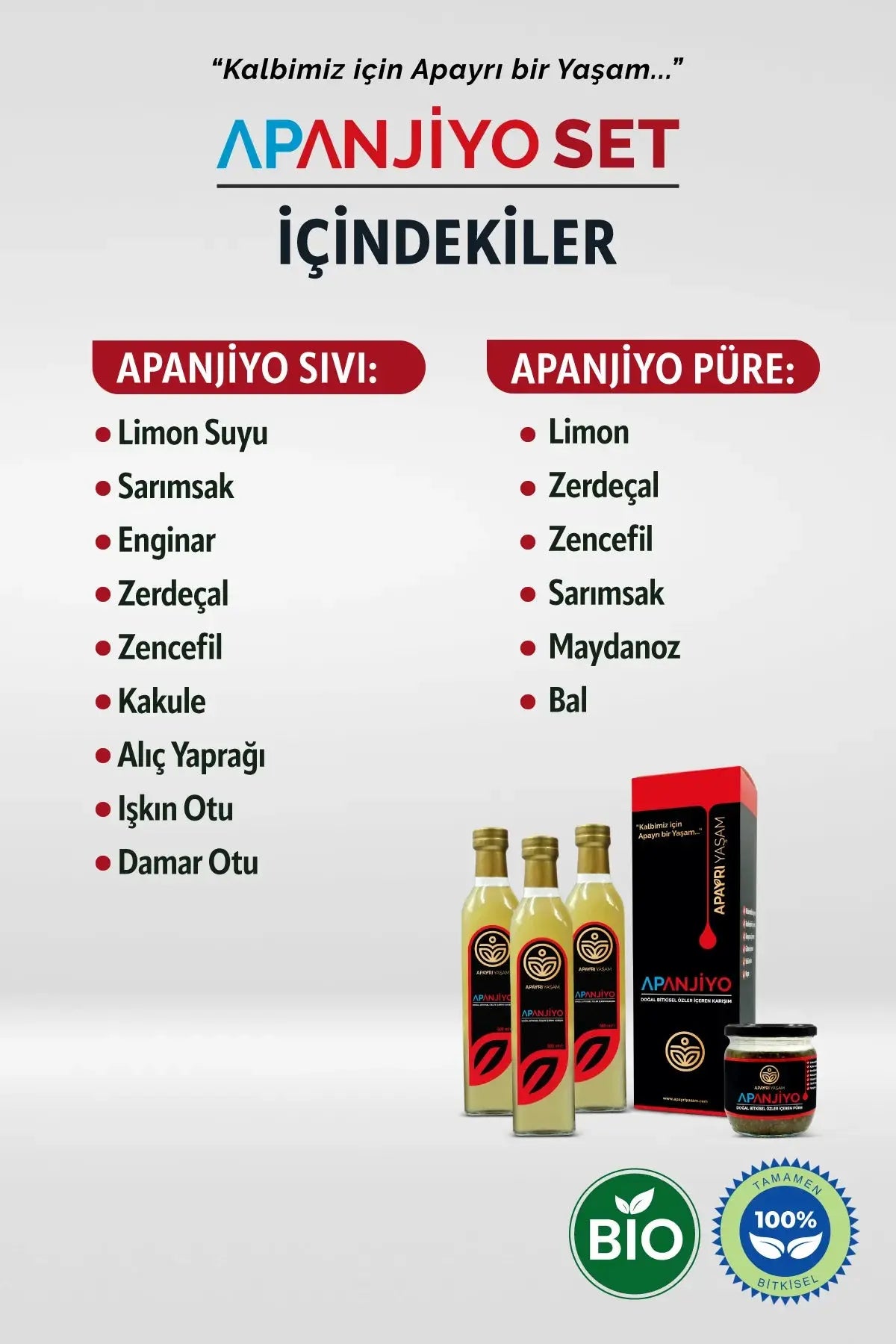 Kalp Ve Damarlara Yönelik Bio Kür Seti %100 Bitkisel Apanjiyo Apayrı Yaşam
