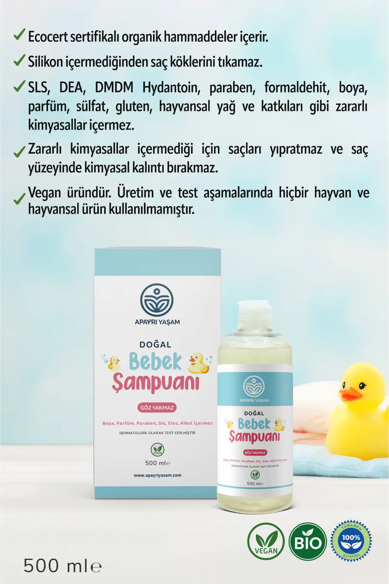 %100 Bitkisel Doğal Bebek Şampuanı 500 ml Apayrı Yaşam
