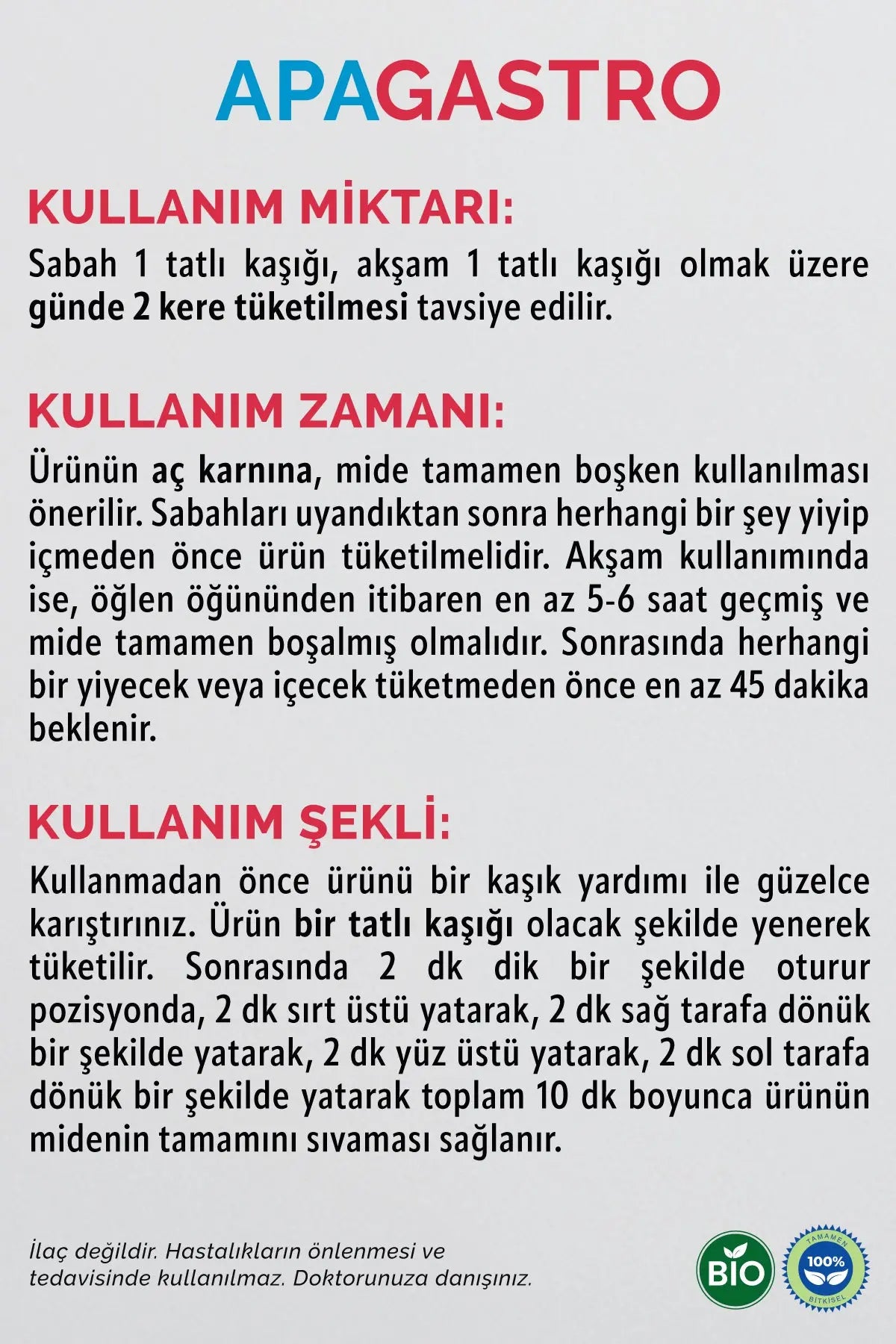 Mide Rahatsızlıkları için Özel Bitkisel Kür APAGASTRO Apayrı Yaşam