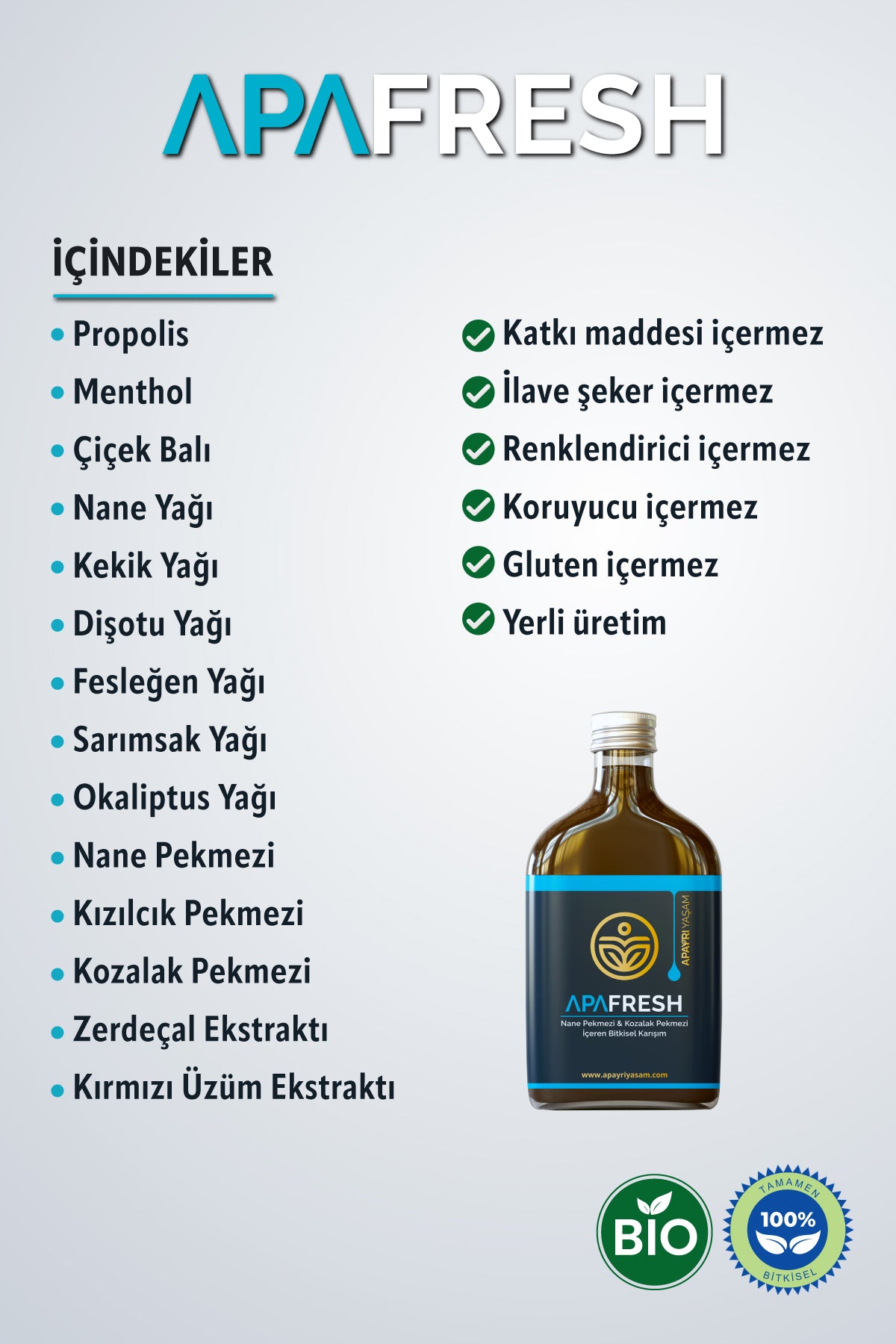 %100 Bitkisel Şurup Apafresh 200ml