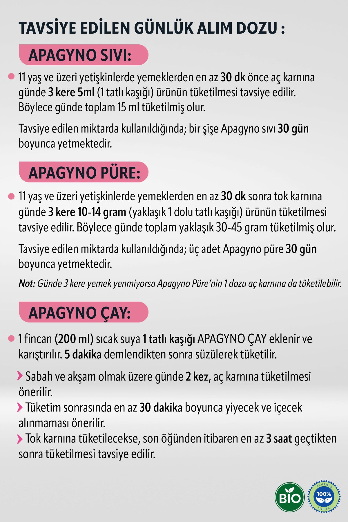 Kadınlara Özel Bio Kür Seti %100 Bitkisel Apagyno
