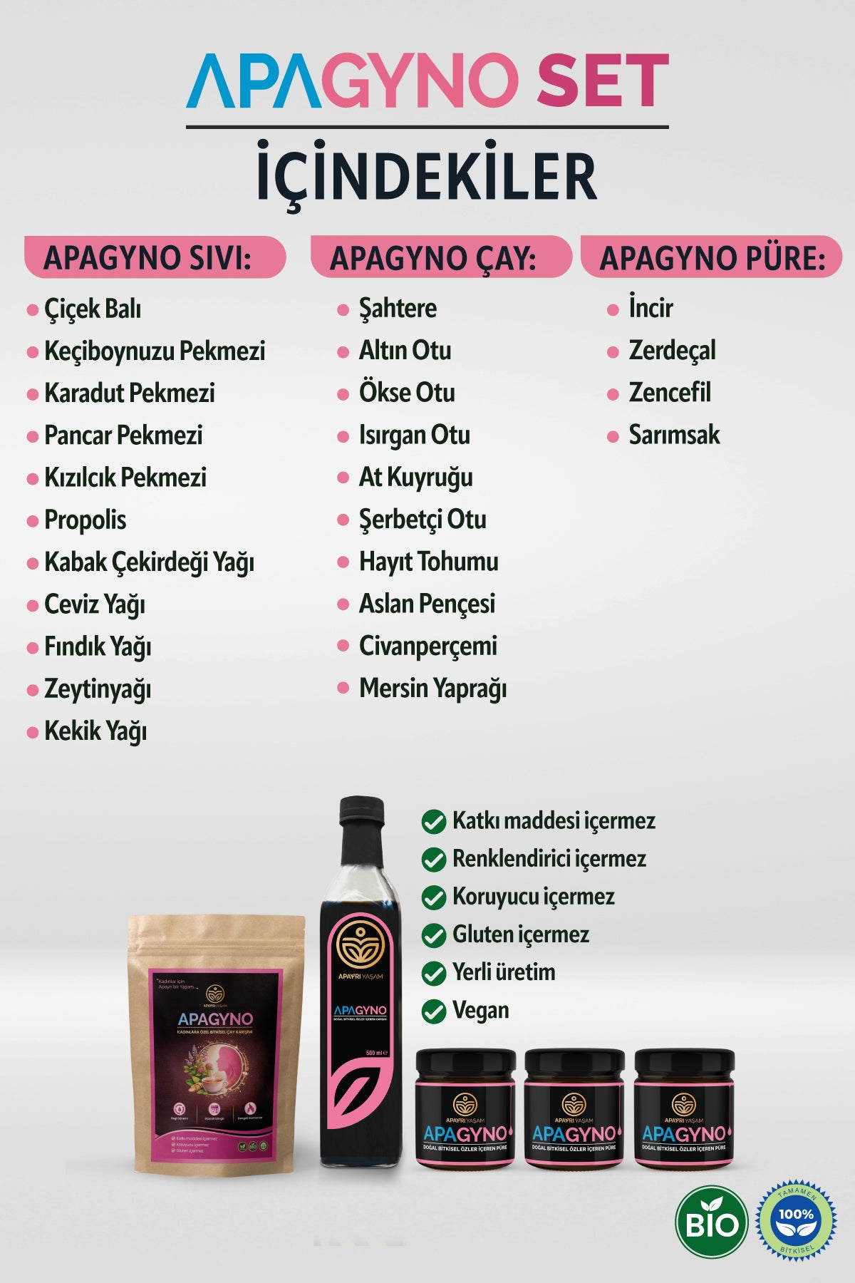 Kadınlara Özel Bio Kür Seti %100 Bitkisel Apagyno