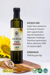 500ml Soğuk Sıkım Rafine Edilmemiş %100 Saf Ham Ayçiçek Yağı Apayrı Yaşam