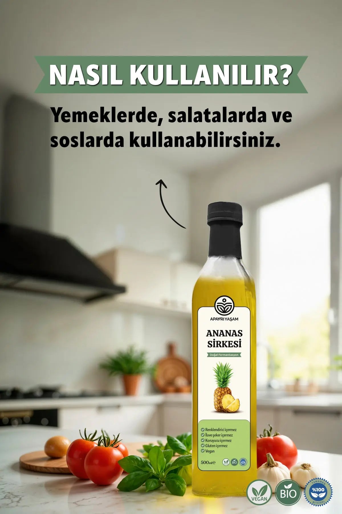 Ananas Sirkesi Doğal Fermantasyon Özel Üretim 500 ml Apayrı Yaşam