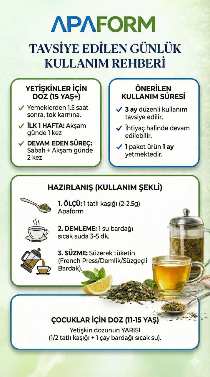 Doğal İçeriklerle Zenginleştirilmiş  Apaform Çayı  1 Aylık