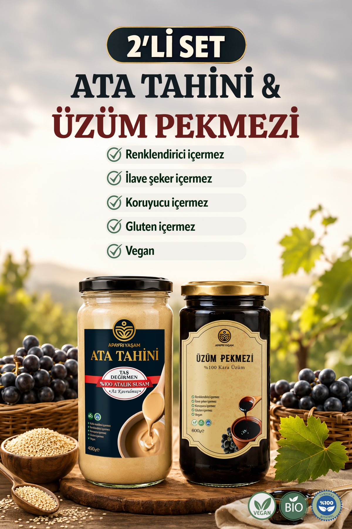 Taş Değirmen Ata Tahini & %100 Kara Üzüm Pekmezi